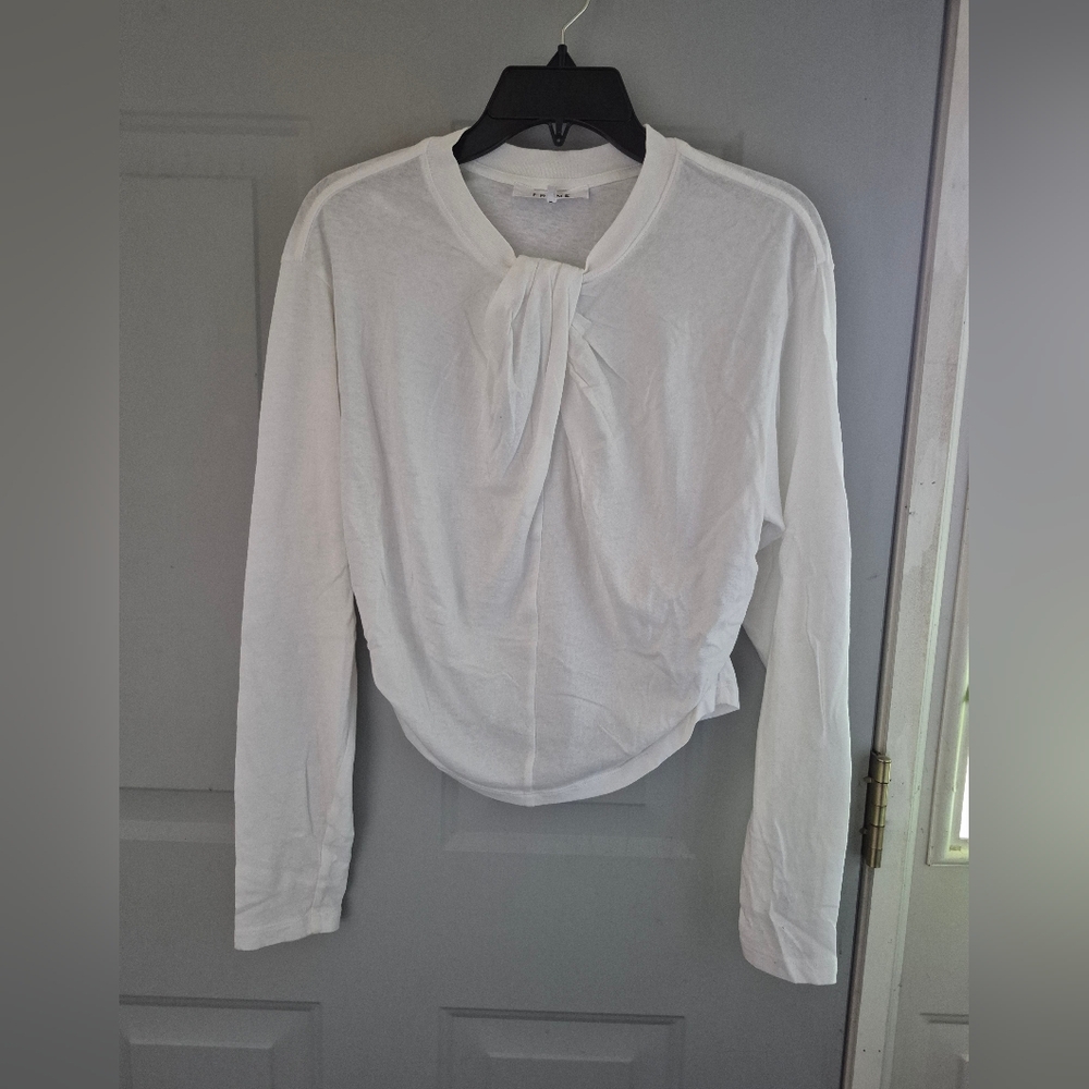 Frame Denim Long Sleeve Cotton Crop Tee S/P